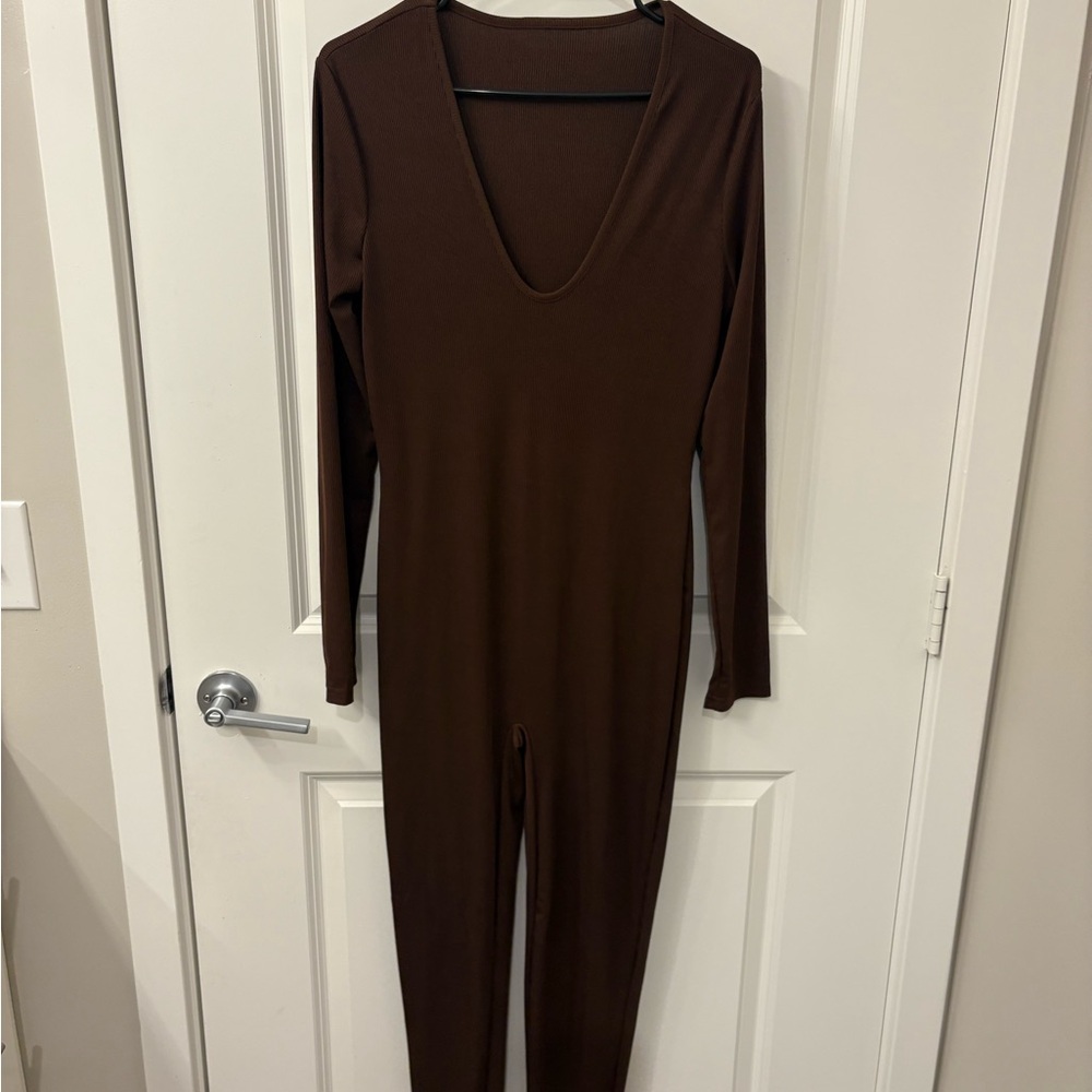 SHEIN Chocolate Ribbed Jumpsuit